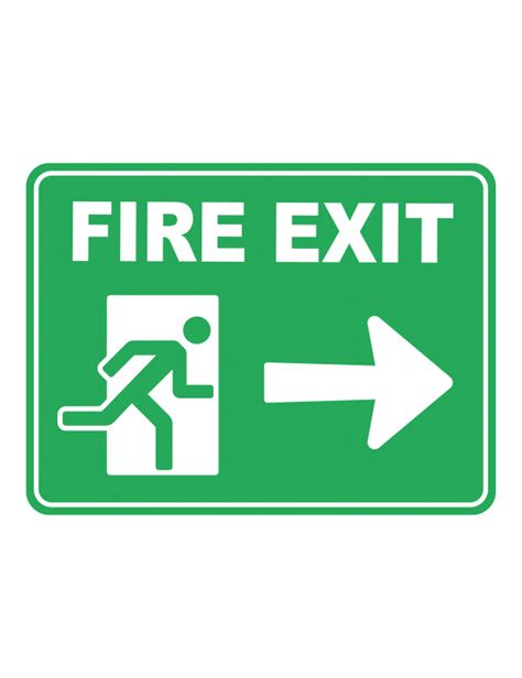 Emergency Fire Exit Arrow Right Emergency Safety Sign - Safety Signs ...