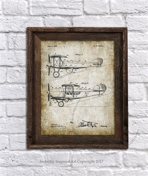 Early Airplane Wall Art Decor Historical 1925 Airplane Design Patented ...