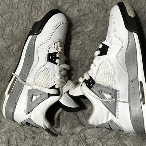 Jordan retro 4’s white cement Size 5 - Depop