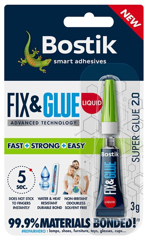 Fix & Glue Ultra Strong Fast Setting Superglue Liquid, 3g - Bostik | CPC