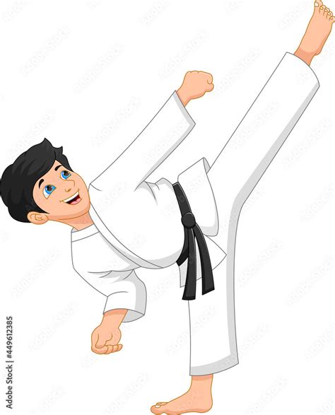 karate kid kick pose on white background Stock Vector | Adobe Stock