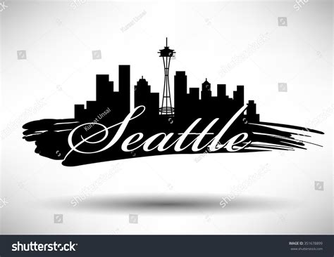 Vector Seattle Skyline Design Stock Vector (Royalty Free) 351678899 ...