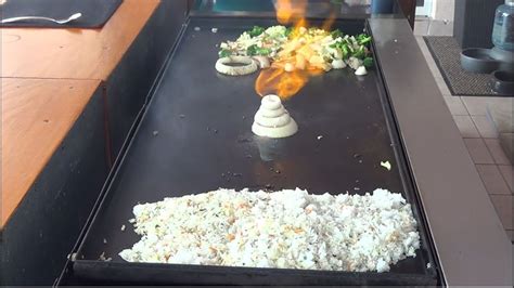 Hibachi Teppanyaki Griddle Top Cooking on a Outdoor Griddle Top - YouTube