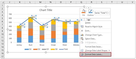 How to add total labels to stacked column chart in Excel?