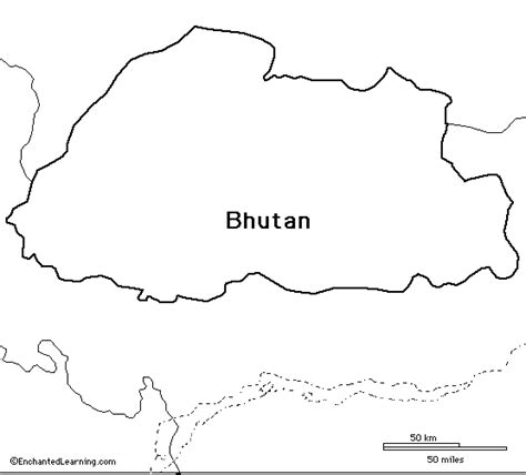 Outline Map Bhutan - EnchantedLearning.com