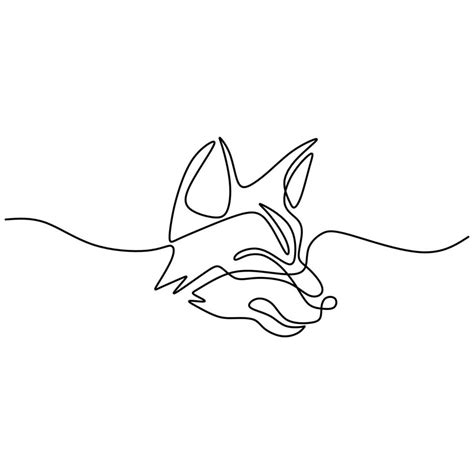 One single line drawing of dangerous wolf head. Wild animal in a winter isolated on white ...