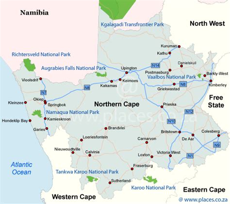 Accommodation Map of the Northern Cape