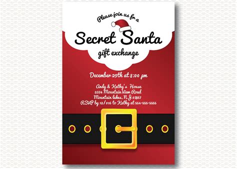 Secret Santa Invitation Holiday Party Gift Exchange