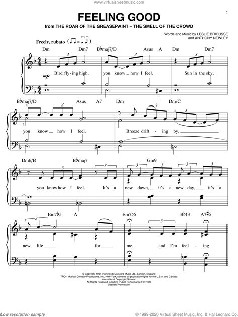 Buble - Feeling Good sheet music for piano solo [PDF-interactive]