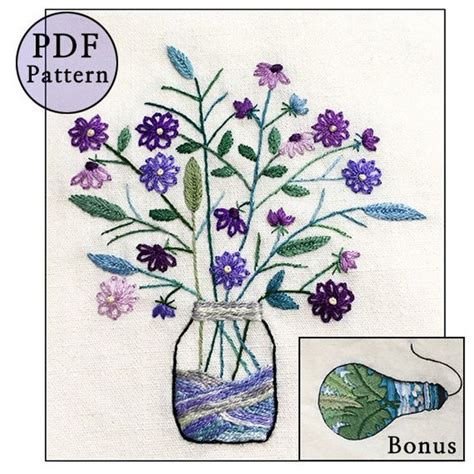 Violet Embroidery Pattern : The Violette Bouquet - Floral Hand ...