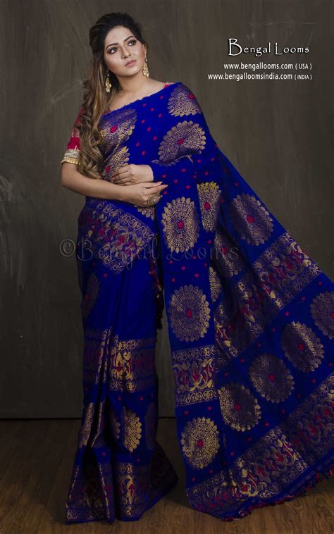 Assamese Padmini Cotton Mekhela Chador in Blue Crepe Silk Sarees ...