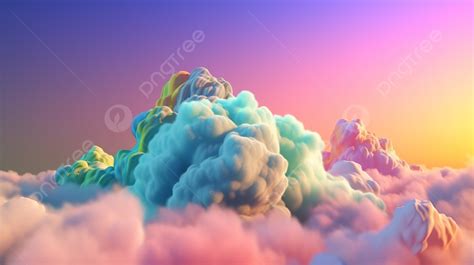 Rainbow And Pastel Clouds In A 3d Rendered Sky Background, Pastel ...