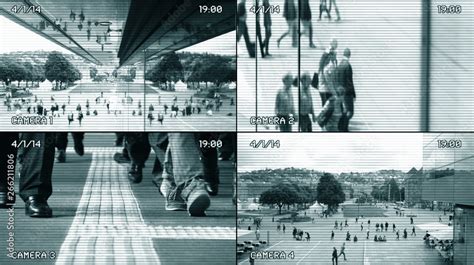 CCTV Split Screen Surveillance Security Camera Background Stock Photo ...