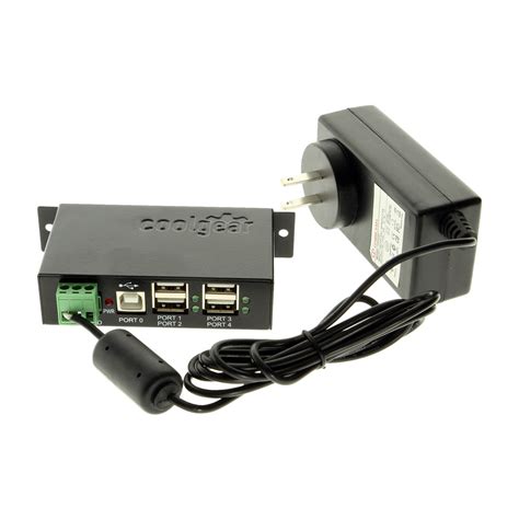 Industrial 4 Port USB 2.0 Powered Hub with Power Adapter for PC-MAC