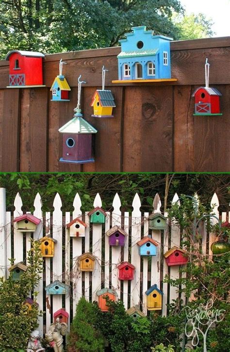 Bird House Garden Fence Decor-20 Backyard Fence Decoration Makeover DIY ...