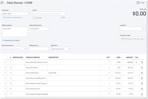 Editable Record Your Total Daily Sales Quickbooks Sales Receipt Template PDF | EmetOnlineBlog