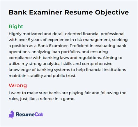 Top 17 Bank Examiner Resume Objective Examples | ResumeCat