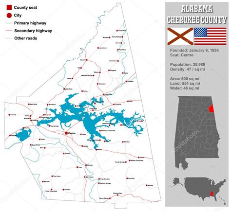 Alabama Cherokee county map — Stock Vector © Malachy666 #94331964