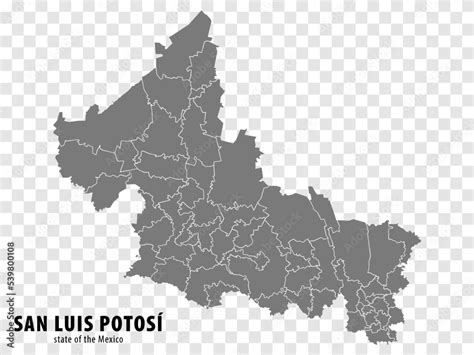 State San Luis Potosi of Mexico map on transparent background. Blank ...