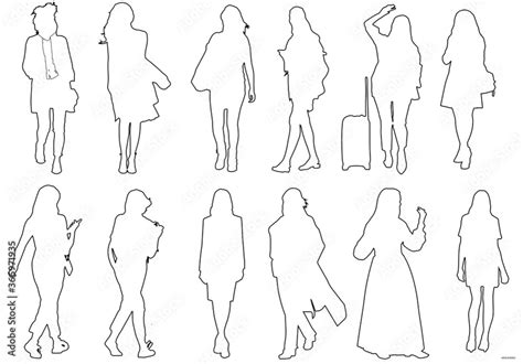 Vector silhouette of ladies, perfect to include in your Autocad or Photoshop projects, renders ...