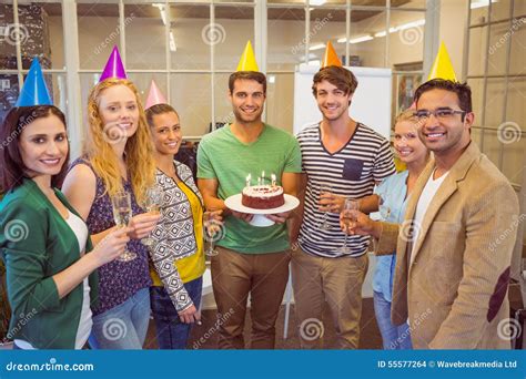 Business People Celebrating a Birthday Stock Photo - Image of cake, casual: 55577264