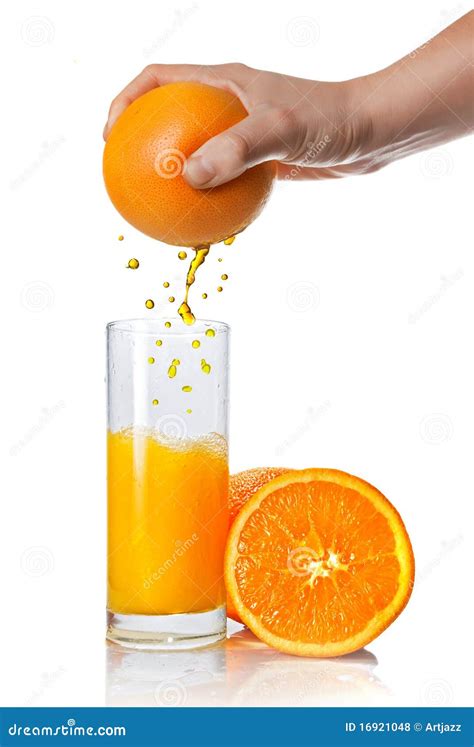 Squeezing Orange Juice Pouring into Glass Stock Photo - Image of ...