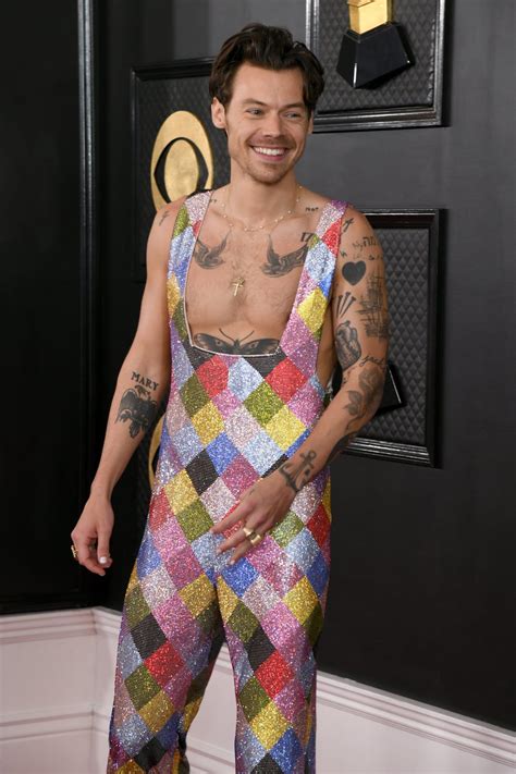 Harry Styles Wore Rainbow Jumpsuit on the 2023 Grammys Red Carpet