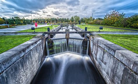 Long Exposure Of A Water Lock Stock Photo - Download Image Now - iStock