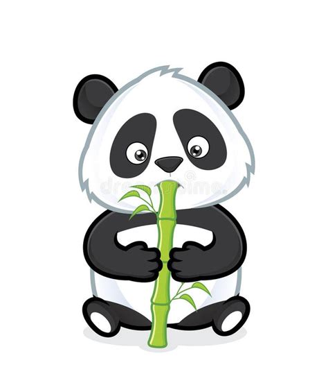 Panda eating bamboo. Clipart picture of a panda cartoon character eating bamboo , #AD, #bamboo ...