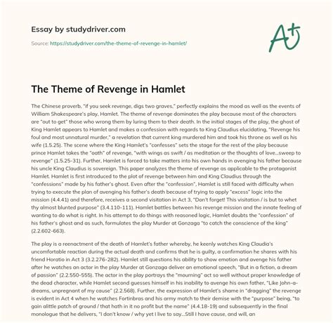 The Theme of Revenge in Hamlet - Free Essay Example | StudyDriver.com