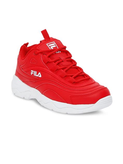 Buy FILA Women Red Solid Leather Mid Top Sneakers - Casual Shoes for ...