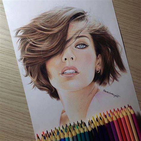 Girl Color Pencil Drawing By Pedrolopesart