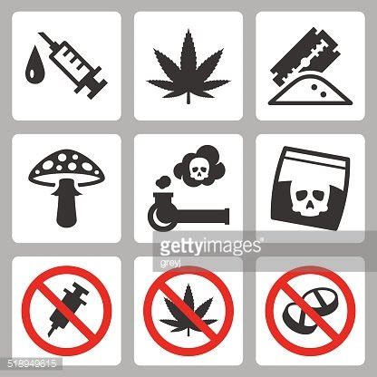 Illegal Drugs Vector Icons Set Stock Clipart | Royalty-Free | FreeImages