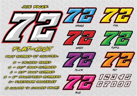 flat-out-race-car-number-decals-lettering | Number fonts, Graphic design logo typography, Sports ...