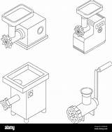 Meat grinder Icons Set Isometric Of meat Vector  sketch template