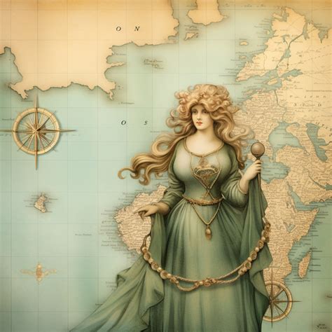 Antique Nautical Map Sea Goddess Free Stock Photo - Public Domain Pictures