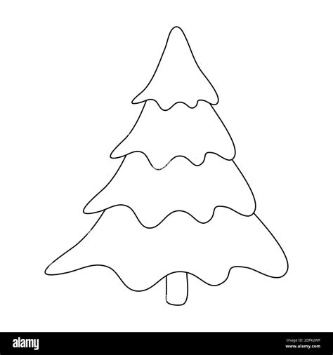 Christmas tree outline. Contour of empty fir tree. Blank simple pine drawing design. December ...