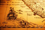 Old Map Sea Monster Sailing Ship Equator Africa Photograph by Colin and Linda McKie - Fine Art ...
