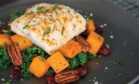 Sheet Pan Wild Alaska Pollock with Kale, Butternut Squash and Cranberries - Fish Alaska Magazine