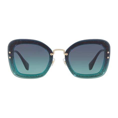 Miu Miu - Miu Miu Reveal with Glitter Sunglasses - Oversize - Blue ...