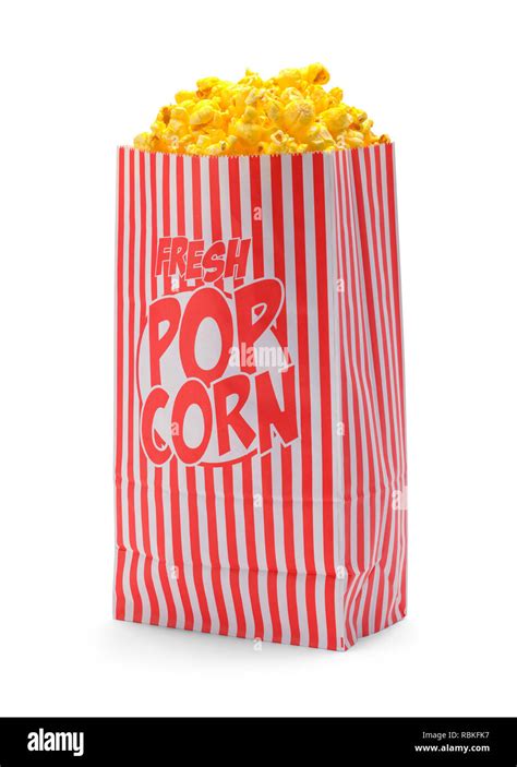 Red and White Striped Popcorn Bag Isolated on White Background Stock ...