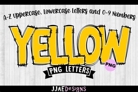 Yellow Font PNG Letters | Yellow Doodle Alphabet PNG Letter