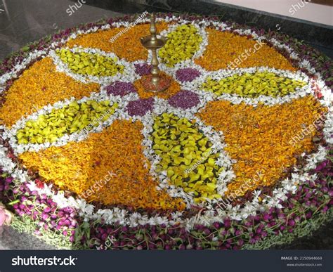 Closeup Shot Flower Rangoli During Onam Stock Photo 2150944669 ...