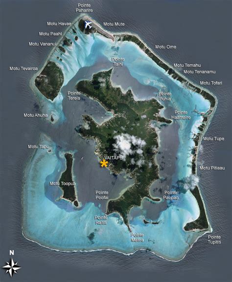 Bora Bora Map - See an Aerial View of the Island in French Polynesia | Bora bora map, Bora bora ...