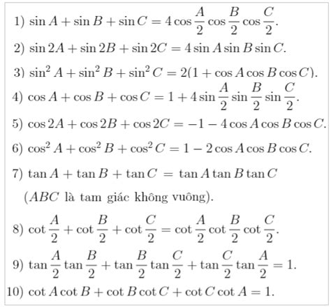Bảng Công Thức Lượng Giác Lớp 10 Đầy Đủ Nhất, Các Công Thức Lượng Giác ...