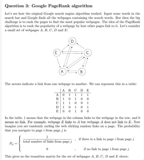 Solved Question 3: Google PageRank algorithm Let's see how | Chegg.com