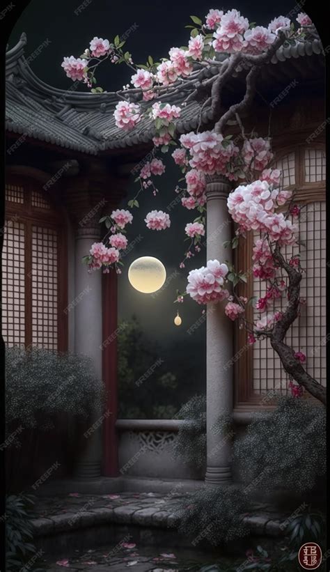 Premium AI Image | A picture of a house with a moon in the background.