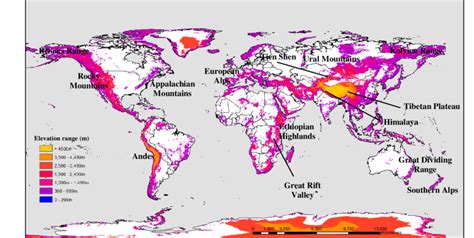 World Map Of Major Mountain Ranges - Venus Jeannine