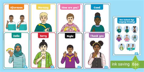 NZ Sign Language Greetings Display Posters - ECE - Twinkl NZ