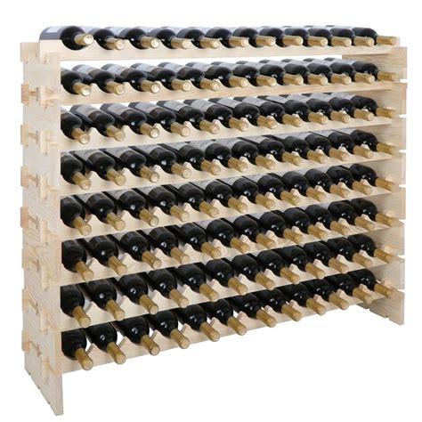 ZENSTYLE Stackable Modular Wine Rack 96 Bottle Wine Storage Stand Wooden Wine Holder Display ...